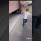 Little kid runs into garage door